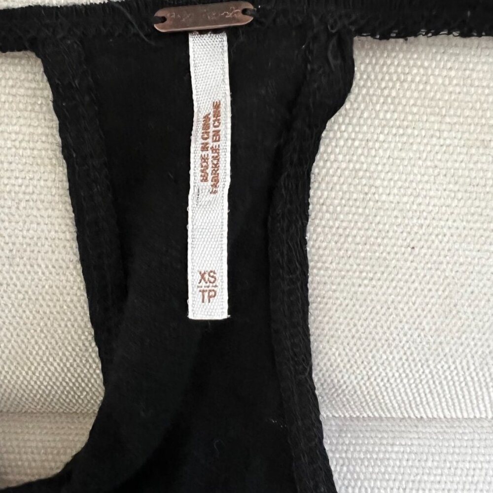 Free People Black Cutout Linen Back Tee XS Boho Festival Soft Grunge - Picture 5 of 11